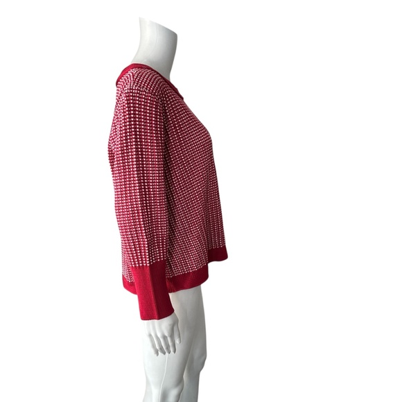 St. John Red & White Knit Knit Sweater Size XL - Picture 4 of 6